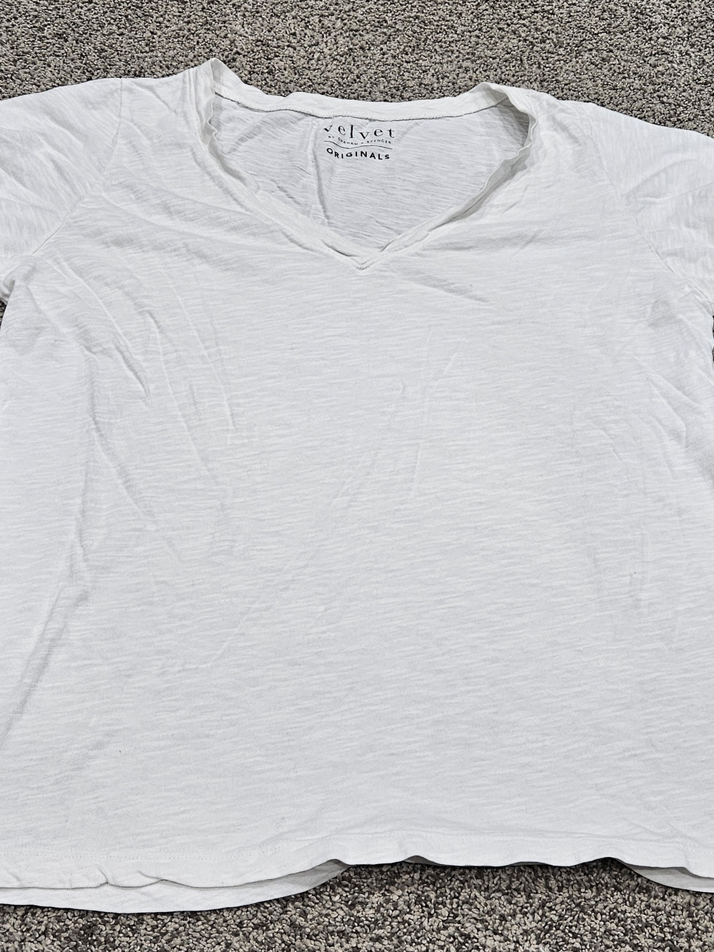 Velvet by Graham & Spencer White V-Neck Slub Knit Tee